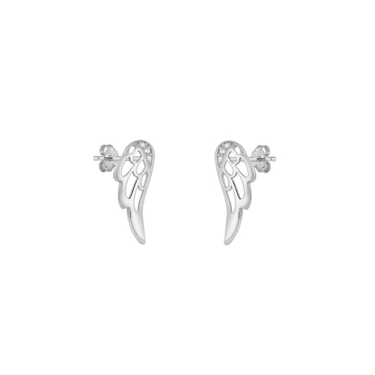 Silver CZ Earrings - Wings