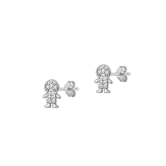 Silver CZ Earrings - Little Boy