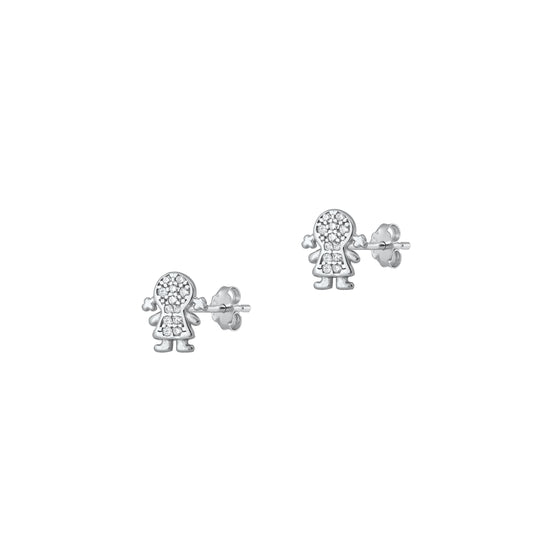 Silver CZ Earrings - Little Girl