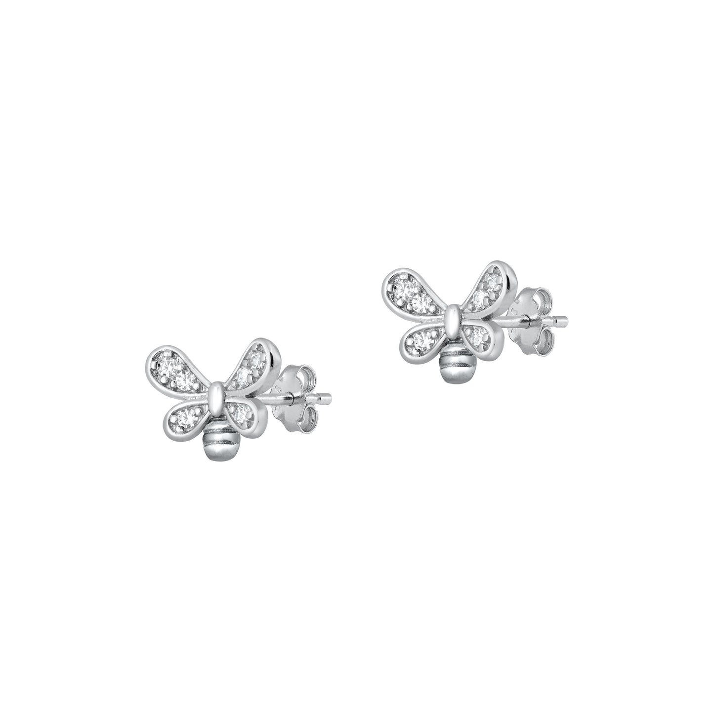 Silver CZ Earrings - Butterfly