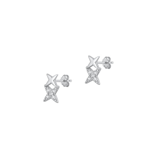 Silver CZ Earrings - Star