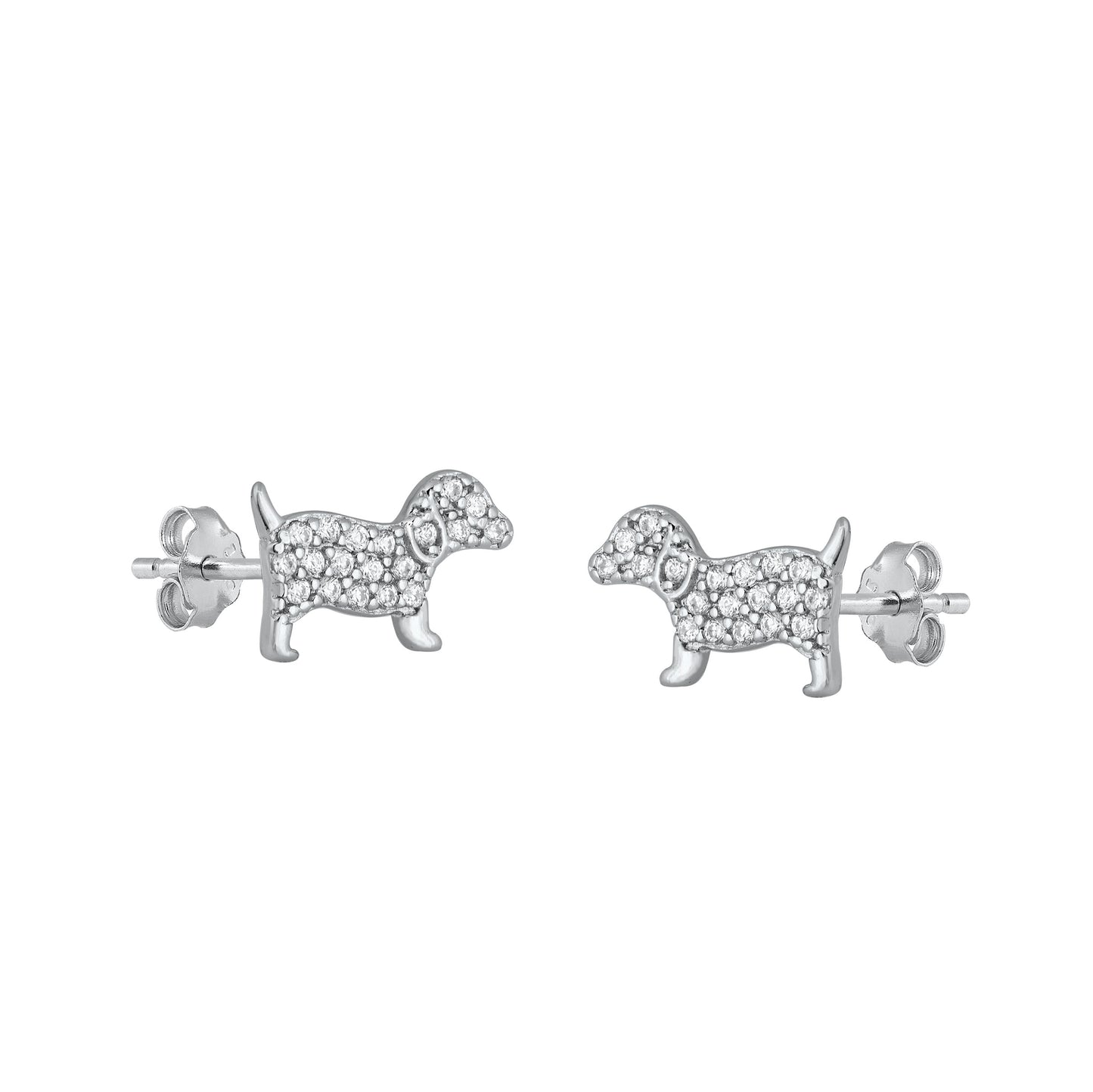 Silver CZ Earrings - Dog