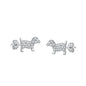 Silver CZ Earrings - Dog