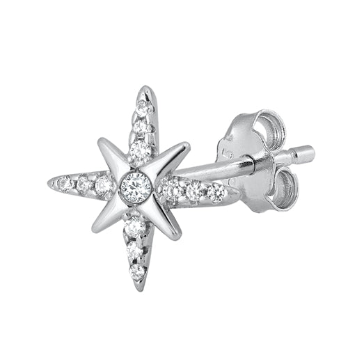 Silver CZ Earrings - Compass