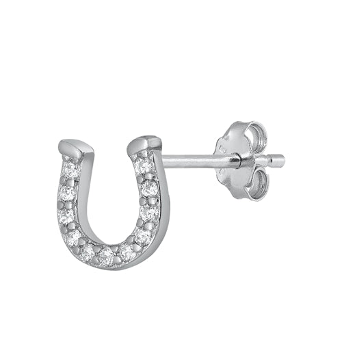 Silver CZ Earrings - Horseshoe