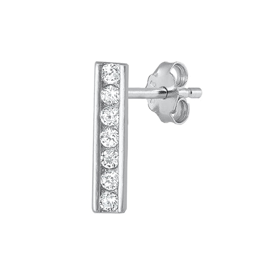 Silver CZ Earrings - Bar