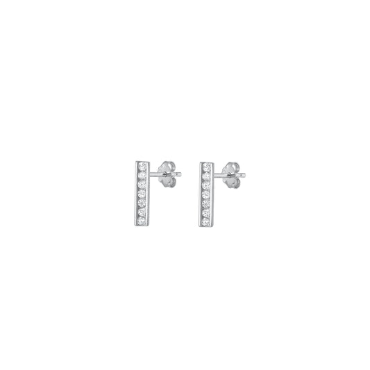 Silver CZ Earrings - Bar