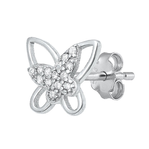 Silver CZ Earrings - Butterfly