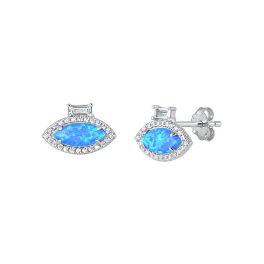 Silver Stud Earrings - Marquise