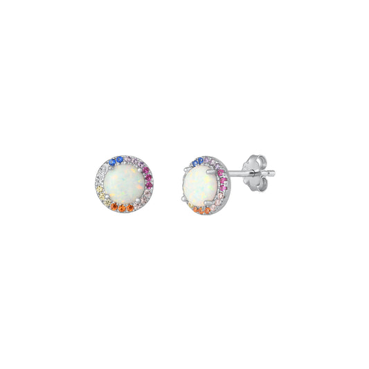 Silver Lab Opal Earrings