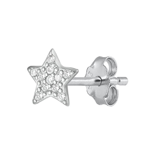 Silver CZ Earrings - Star