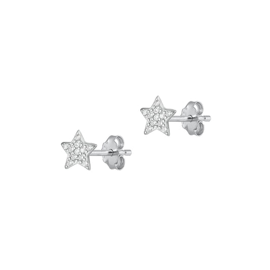 Silver CZ Earrings - Star