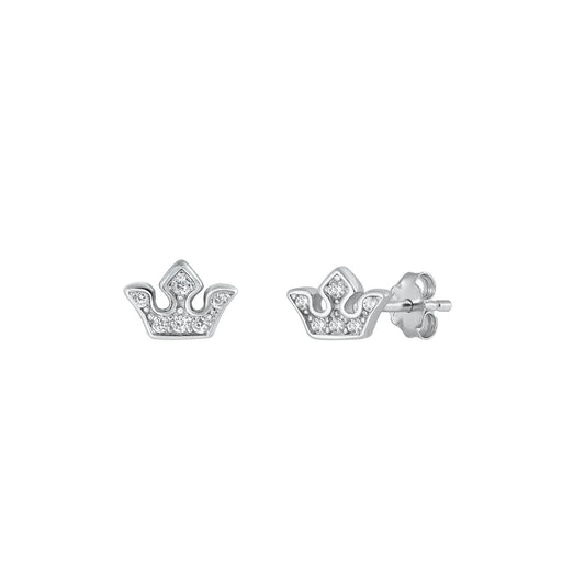 Silver CZ Earrings - Crown