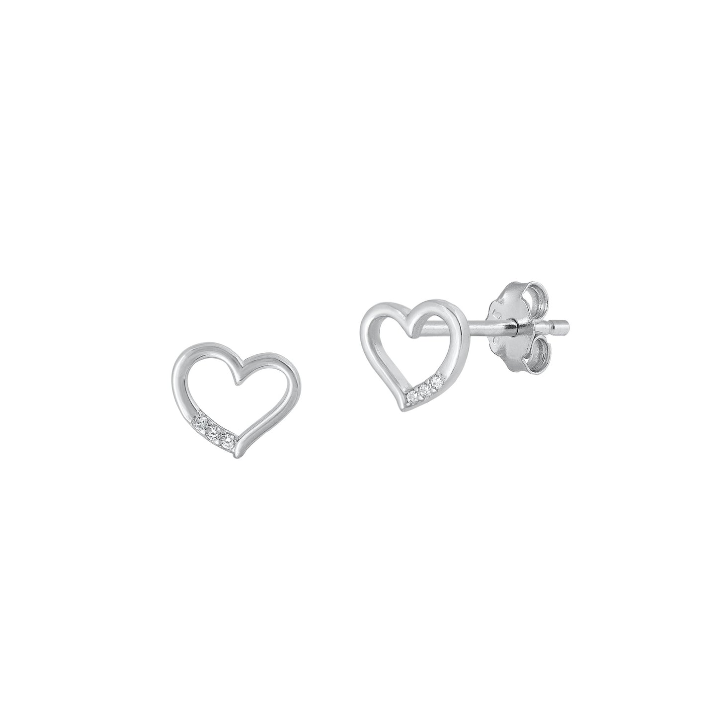 Silver CZ Earrings - Heart