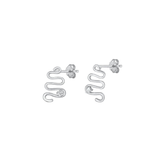 Silver CZ Earrings - Snake