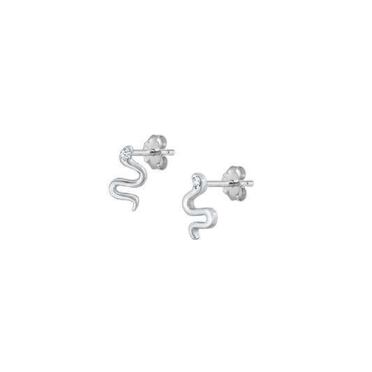 Silver CZ Earrings - Snake