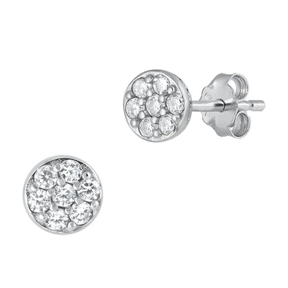 Silver CZ Earrings - Round