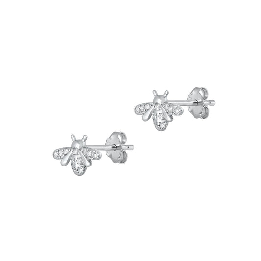 Silver CZ Earrings - Bee