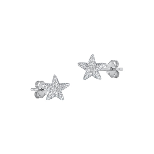 Silver CZ Earrings - Starfish