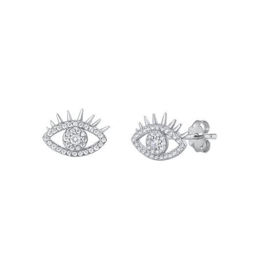 Silver CZ Earrings - Eye