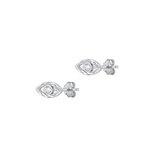 Silver CZ Earrings - Eye