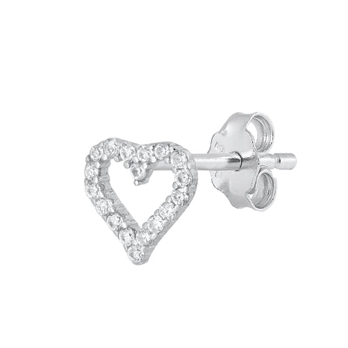 Silver CZ Earrings - Heart