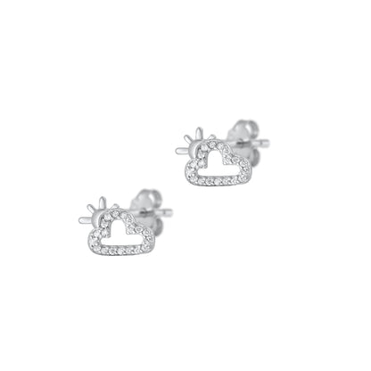 Silver CZ Earrings - Cloud & Sun