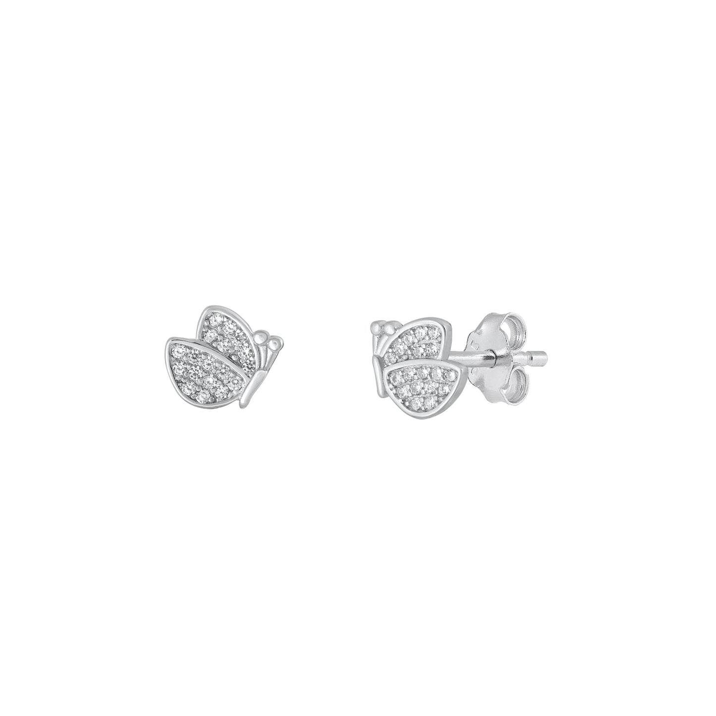 Silver CZ Earrings - Butterfly