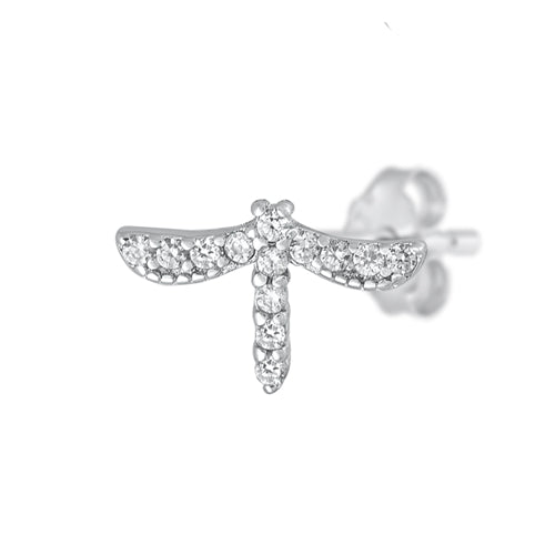 Silver CZ Earrings - Dragonfly