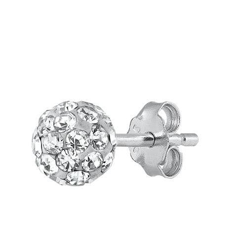 Silver Crystal Ball Earring - 4 mm