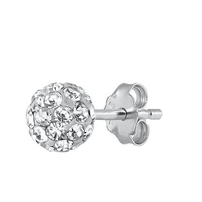 Silver Crystal Ball Earring - 4 mm