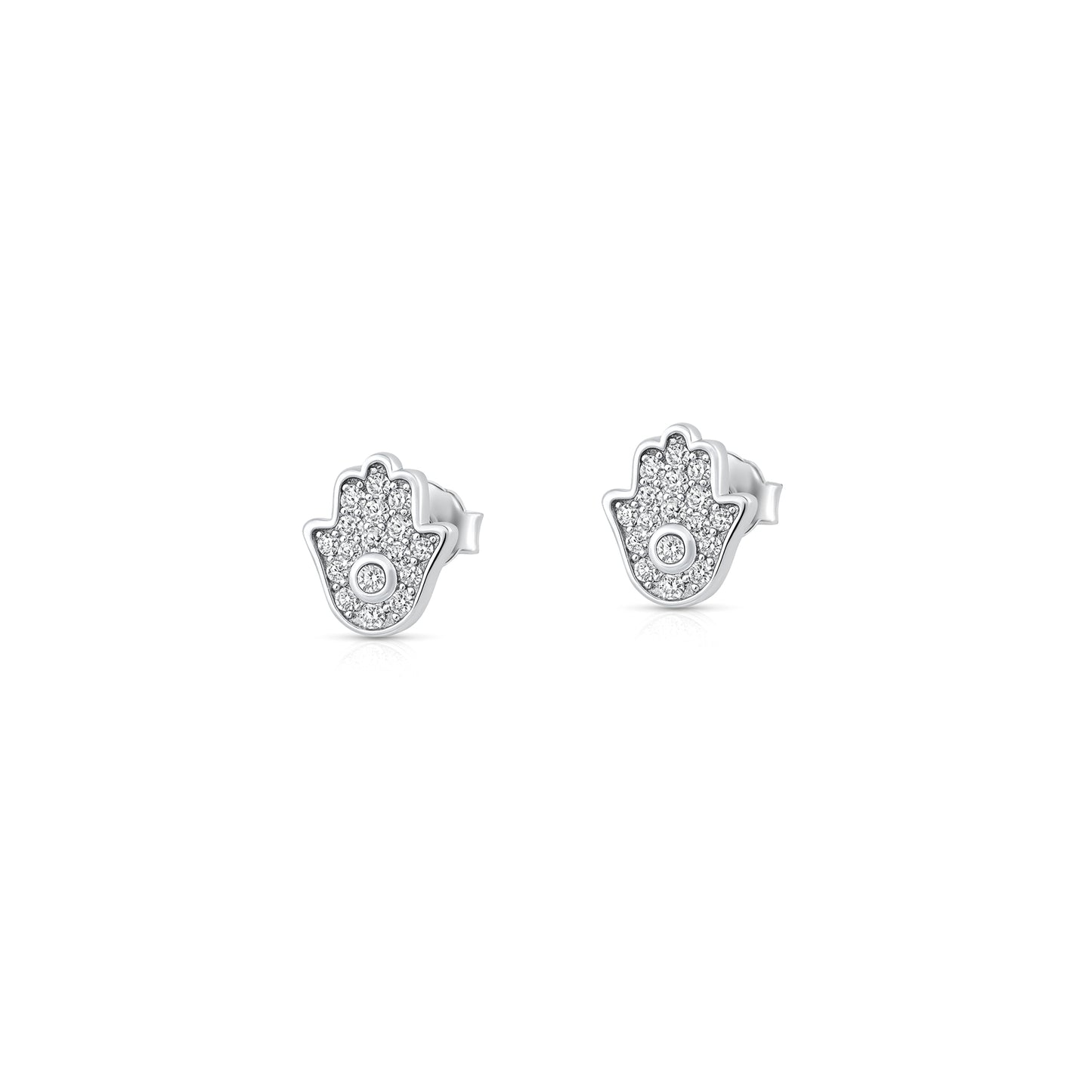 Silver CZ Earrings - Hamsa