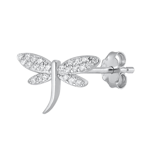 Silver CZ Earrings - Dragonfly