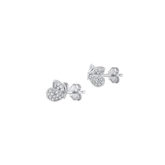 Silver CZ Earrings - Butterfly