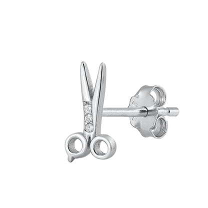 Silver CZ Earrings - Scissors