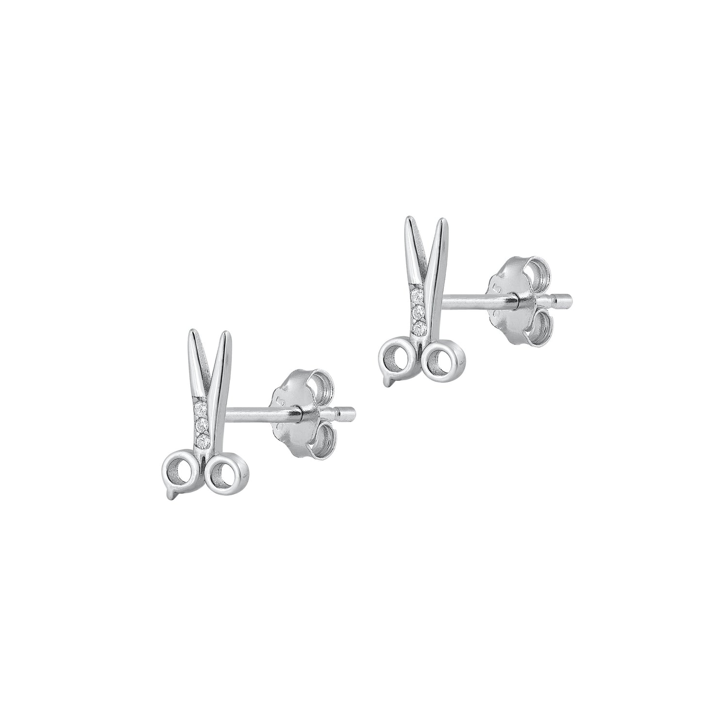 Silver CZ Earrings - Scissors