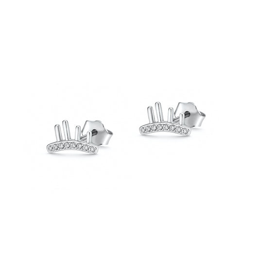 Silver CZ Earrings - Eyelashes