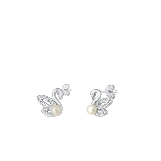 Silver CZ Earring - Swan