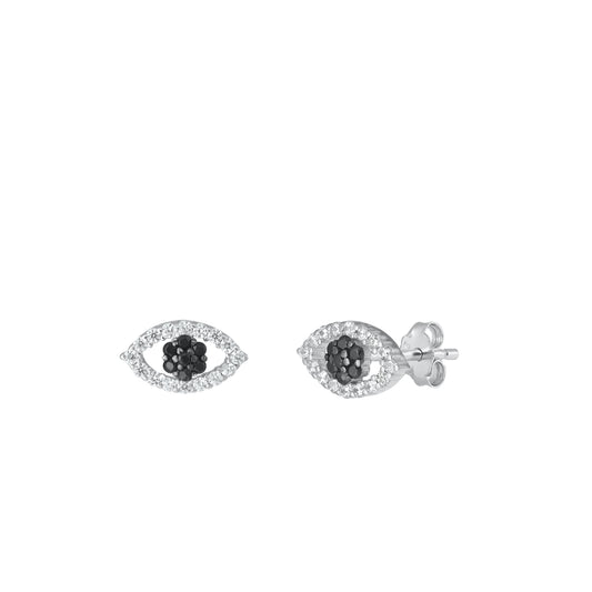 Silver CZ Earrings - Eye