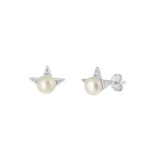 Silver Pearl Earring