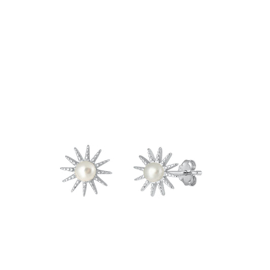 Silver CZ Earring - Sunburst