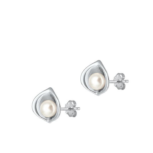 Silver Pearl Earring - Lily