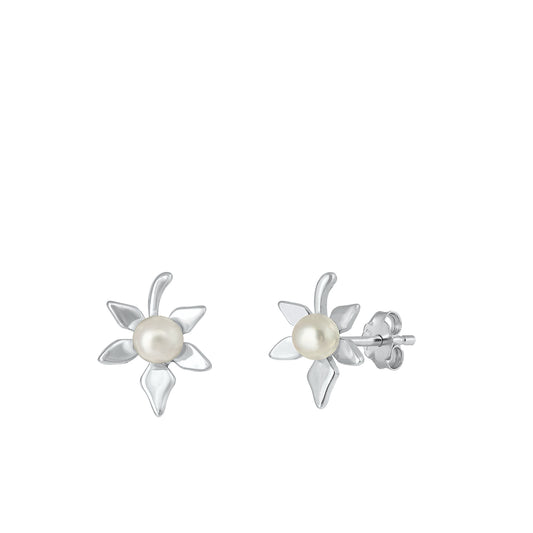 Silver CZ Earring - Flower