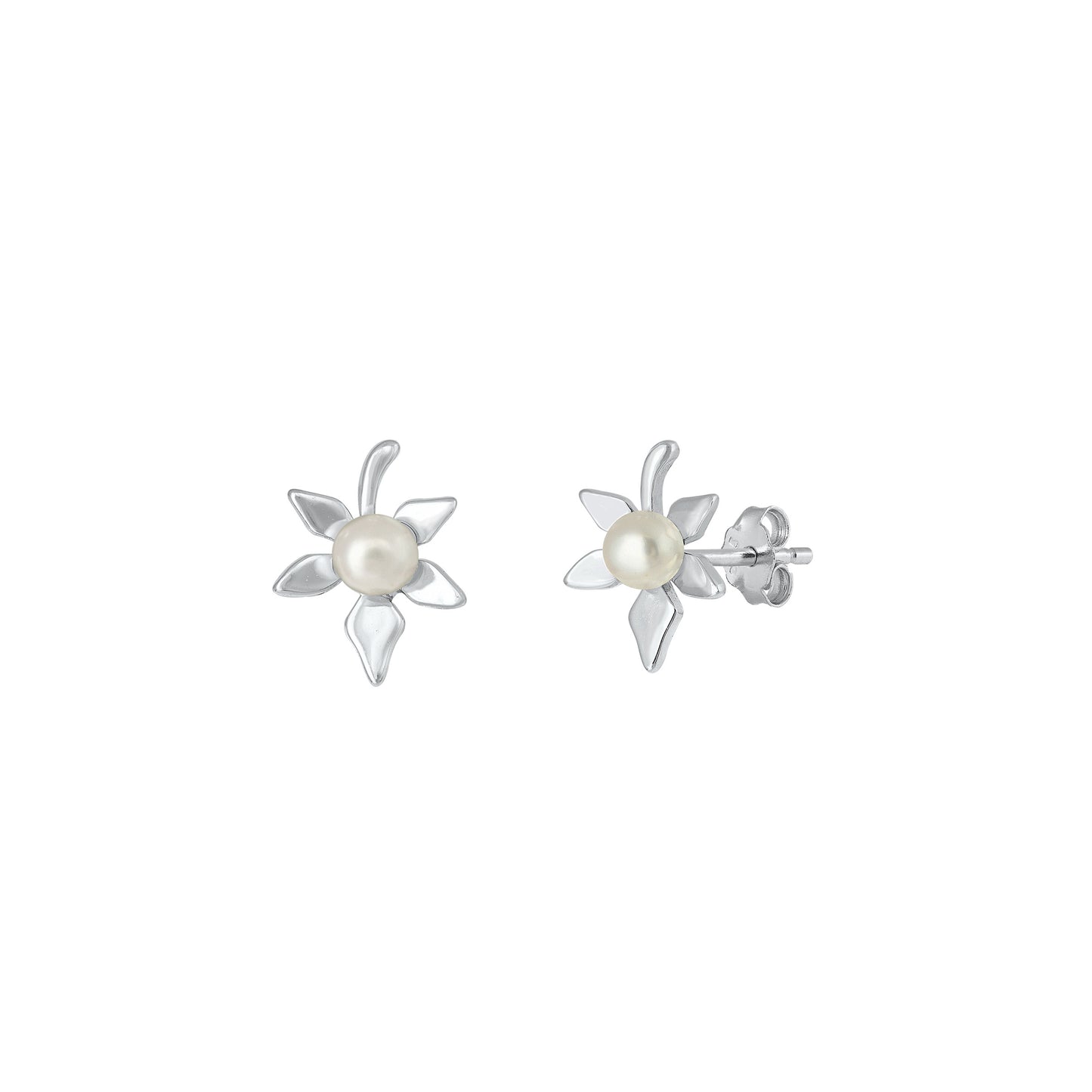 Silver CZ Earring - Flower