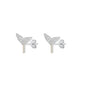Silver CZ Earring - Whale Tail