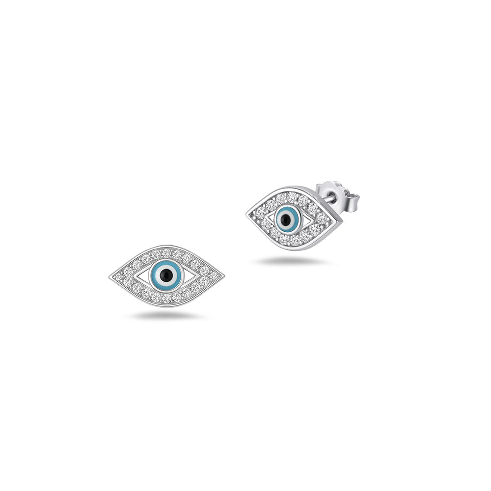 Silver CZ Earring - Evil Eye