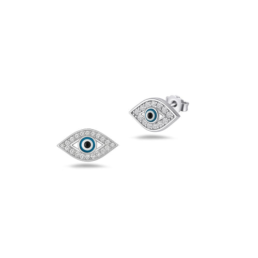 Silver CZ Earring - Evil Eye