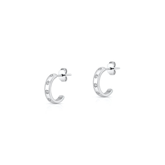 Silver CZ Half Hoop Earrings