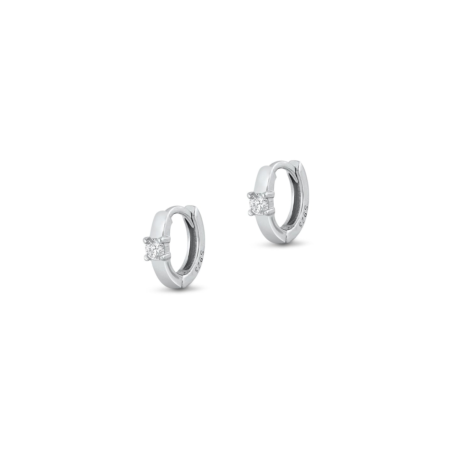 Silver CZ Huggie Hoops