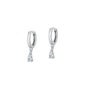 Silver CZ Earrings - Hoop w/ Charm